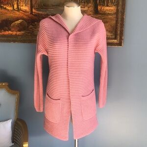 Love + Joy bubblegum pink cozy long sleeves open cardigan with hoodie size M
